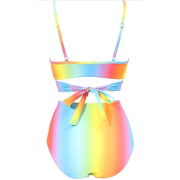 NWOT Rainbow High Waisted Bikini Bottoms - Picture 5 of 6